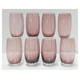 Set of 8 Quality Cut Crystal Drinking Glasses - Purple/Pink