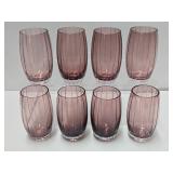 Set of 8 Quality Cut Crystal Drinking Glasses - Purple/Pink