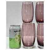 Set of 8 Quality Cut Crystal Drinking Glasses - Purple/Pink