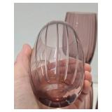 Set of 8 Quality Cut Crystal Drinking Glasses - Purple/Pink