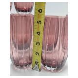 Set of 8 Quality Cut Crystal Drinking Glasses - Purple/Pink