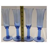 2 Very Nice Sets of Vintage Champagne Glasses - Blue & Amethyst w/Gold Rim
