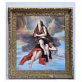 Large Oil on Canvas Painting - After Guido Cagnacci - "Mary Magdalene Carried to Heaven"