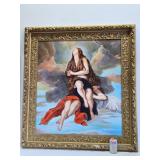 Large Oil on Canvas Painting - After Guido Cagnacci - "Mary Magdalene Carried to Heaven"