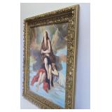 Large Oil on Canvas Painting - After Guido Cagnacci - "Mary Magdalene Carried to Heaven"