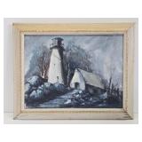 Framed Vintage Oil on Canvas Impressionist Painting - Ominous Farm Scene