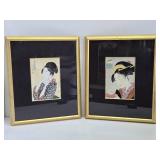 Pair of Vintage Framed Japanese Woodblock Prints