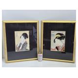 Pair of Vintage Framed Japanese Woodblock Prints