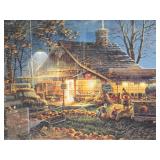 Large Framed Signed Numbered Halloween Print by Terry Redlin - "Autumn Traditions"