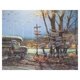 Large Framed Signed Numbered Halloween Print by Terry Redlin - "Autumn Traditions"
