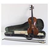 Very Nice Old Antique Stradivarius Copy Violin w/Case & 2 Bows