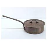 Excellent Quality Old Vintage Heavy Copper Skillet / Cooking Pan w/Lid