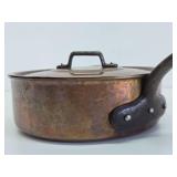 Excellent Quality Old Vintage Heavy Copper Skillet / Cooking Pan w/Lid