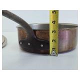 Excellent Quality Old Vintage Heavy Copper Skillet / Cooking Pan w/Lid