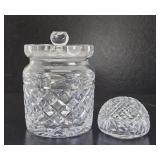 Excellent Signed Vintage WATERFORD Crystal Lidded Jar & Paperweight