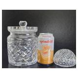 Excellent Signed Vintage WATERFORD Crystal Lidded Jar & Paperweight
