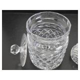 Excellent Signed Vintage WATERFORD Crystal Lidded Jar & Paperweight