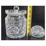 Excellent Signed Vintage WATERFORD Crystal Lidded Jar & Paperweight