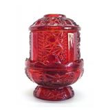 Mid Century Indiana Glass Ruby Red 3-Piece Fairy Lamp