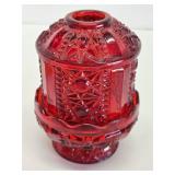 Mid Century Indiana Glass Ruby Red 3-Piece Fairy Lamp