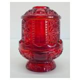 Mid Century Indiana Glass Ruby Red 3-Piece Fairy Lamp