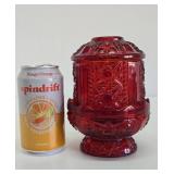 Mid Century Indiana Glass Ruby Red 3-Piece Fairy Lamp