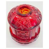 Mid Century Indiana Glass Ruby Red 3-Piece Fairy Lamp