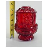 Mid Century Indiana Glass Ruby Red 3-Piece Fairy Lamp