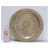 Great Looking Old Vintage Signed Middle Eastern Brass Platter - 14"