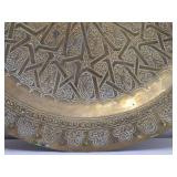 Great Looking Old Vintage Signed Middle Eastern Brass Platter - 14"