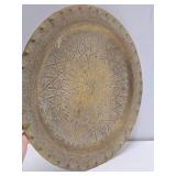 Great Looking Old Vintage Signed Middle Eastern Brass Platter - 14"