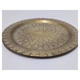 Great Looking Old Vintage Signed Middle Eastern Brass Platter - 14"