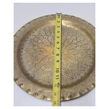 Great Looking Old Vintage Signed Middle Eastern Brass Platter - 14"