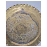 Great Looking Old Vintage Signed Middle Eastern Brass Platter - 14"