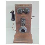 Antique WESTERN ELECTRIC Oak Wall Telephone #1