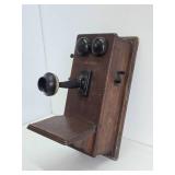 Antique WESTERN ELECTRIC Oak Wall Telephone #1