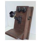 Antique WESTERN ELECTRIC Oak Wall Telephone #1