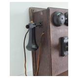 Antique WESTERN ELECTRIC Oak Wall Telephone #1