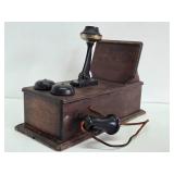 Antique WESTERN ELECTRIC Oak Wall Telephone #1