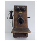 Antique WESTERN ELECTRIC Oak Wall Telephone #2