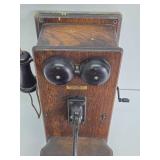 Antique WESTERN ELECTRIC Oak Wall Telephone #2