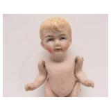 Early Antique Jointed Bisque Boy Doll w/Original Period Clothing