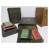 Estate Lot of Large Ornate Antique Leather-bound Books Bibles etc