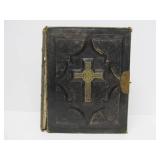 Estate Lot of Large Ornate Antique Leather-bound Books Bibles etc
