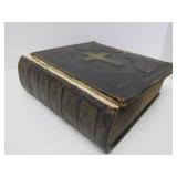 Estate Lot of Large Ornate Antique Leather-bound Books Bibles etc