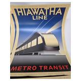 Large Group of Great Looking Contemporary Deco Metro Transit HIAWATHA Line Train Posters