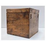 Antique Dovetailed Hinged Wood Box w/Brass Hardware