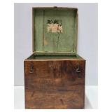 Antique Dovetailed Hinged Wood Box w/Brass Hardware