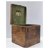 Antique Dovetailed Hinged Wood Box w/Brass Hardware