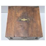 Antique Dovetailed Hinged Wood Box w/Brass Hardware